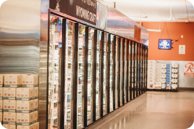 refrigeration coolers in a liquor store