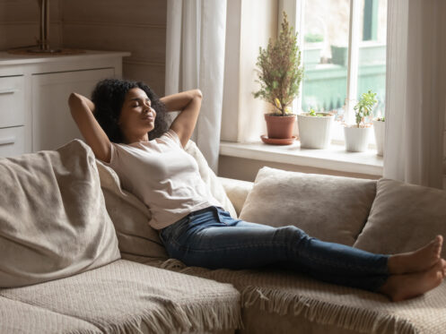 Young woman breathing easier in her Cheyenne home.
